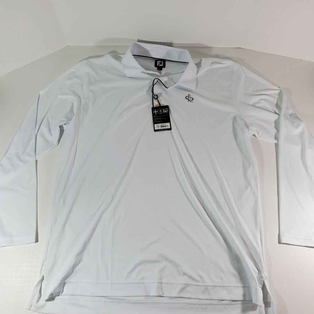 NWT FootJoy FJ Mens White Long Sleeve Sun Protection Golf Polo Shirt Outdoor 2XL